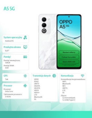 Smartfon A5 5G 4/128GB Biały Oppo