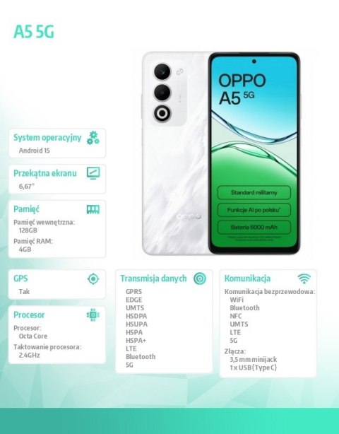 Smartfon A5 5G 4/128GB Biały Oppo