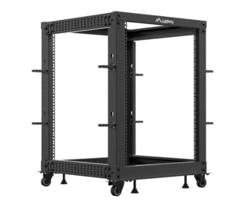 Stojak Open rack 19 cali 15U 600x600-1100 regulowany czarny Lanberg