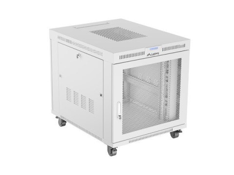 Szafa instalacyjna rack stojąca 19 cali 15U 800x1000 drzwi perforowane LCD szara (Flat pack) Lanberg