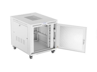Szafa instalacyjna rack stojąca 19 cali 15U 800x1000 drzwi perforowane LCD szara (Flat pack) Lanberg