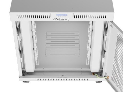 Szafa instalacyjna rack stojąca 19 cali 15U 800x1000 drzwi perforowane LCD szara (Flat pack) Lanberg