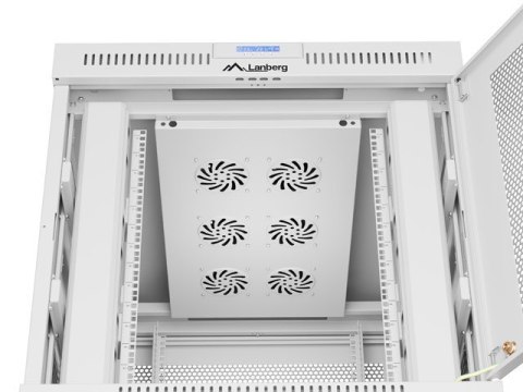 Szafa instalacyjna rack stojąca 19 cali 15U 800x1000 drzwi perforowane LCD szara (Flat pack) Lanberg
