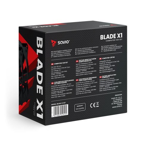 Zestaw wentylatorów BLADE 3 x 120mm 4-pin PWM Savio