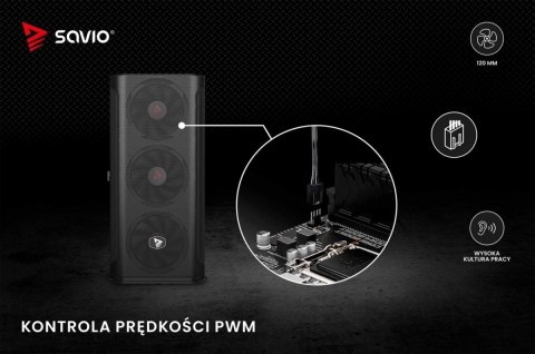 Zestaw wentylatorów BLADE 3 x 120mm 4-pin PWM Savio