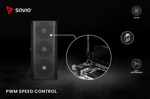Zestaw wentylatorów BLADE 3 x 120mm 4-pin PWM Savio