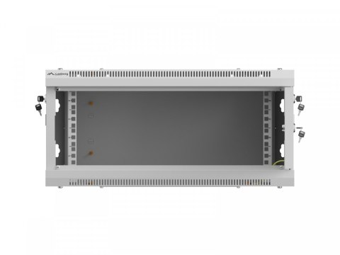 Szafa instalacyjna rack wisząca 19 cali 4U 600x450 szara drzwi metalowe (flat pack) Lanberg