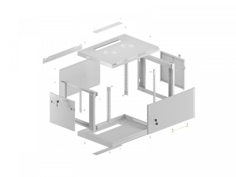 Szafa instalacyjna rack wisząca 19 cali 4U 600x450 szara drzwi metalowe (flat pack) Lanberg