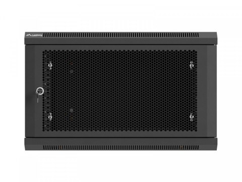 Szafa instalacyjna rack wisząca 19 cali 6U 600x600 czarna drzwi perforowane (flat pack) Lanberg