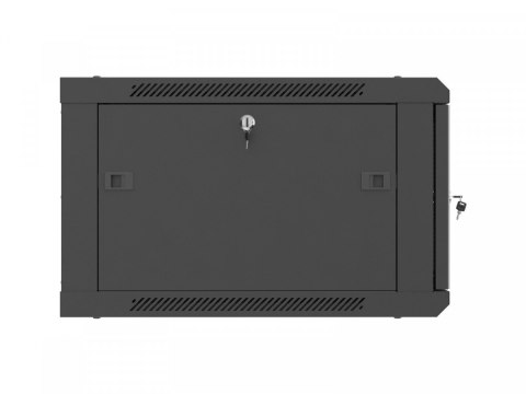 Szafa instalacyjna rack wisząca 19 cali 6U 600x600 czarna drzwi perforowane (flat pack) Lanberg