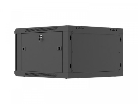 Szafa instalacyjna rack wisząca 19 cali 6U 600x600 czarna drzwi perforowane (flat pack) Lanberg