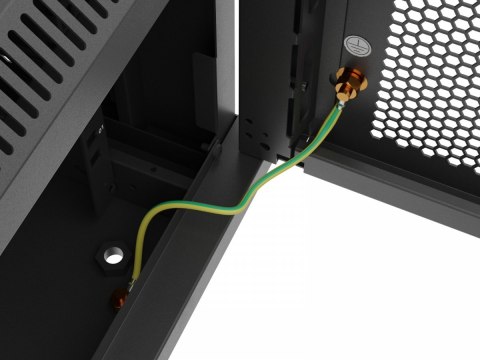 Szafa instalacyjna rack wisząca 19 cali 6U 600x600 czarna drzwi perforowane (flat pack) Lanberg