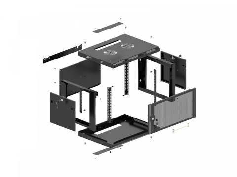 Szafa instalacyjna rack wisząca 19 cali 6U 600x600 czarna drzwi perforowane (flat pack) Lanberg