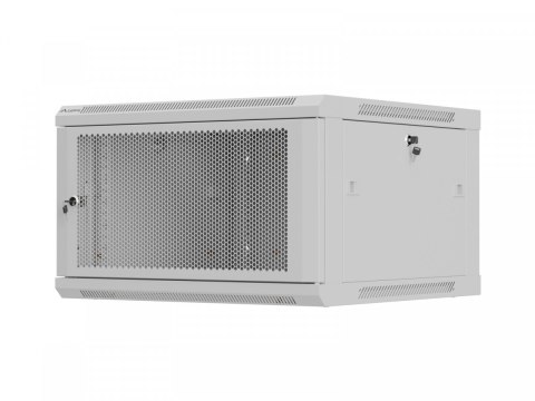 Szafa instalacyjna rack wisząca 19 cali 6U 600x600 szara drzwi perforowane (flat pack) Lanberg