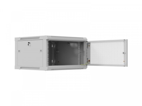 Szafa instalacyjna rack wisząca 19 cali 6U 600x600 szara drzwi perforowane (flat pack) Lanberg