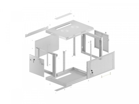 Szafa instalacyjna rack wisząca 19 cali 6U 600x600 szara drzwi perforowane (flat pack) Lanberg
