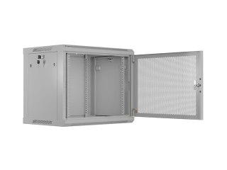 Szafa instalacyjna rack wisząca 19 cali 9U 600x450 drzwi perforowane (flat pack) szara Lanberg