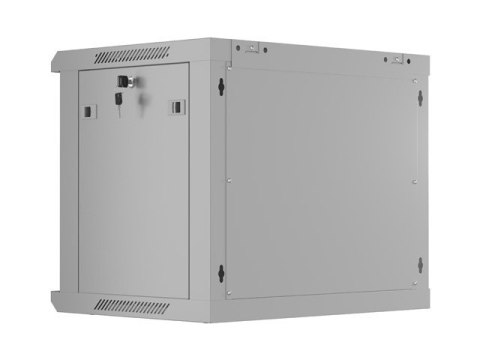 Szafa instalacyjna rack wisząca 19 cali 9U 600x450 drzwi perforowane (flat pack) szara Lanberg