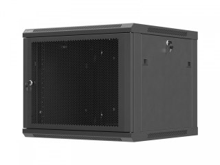 Szafa instalacyjna rack wisząca 19 cali 9U 600x600 czarna drzwi perforownae ( flat pack) Lanberg