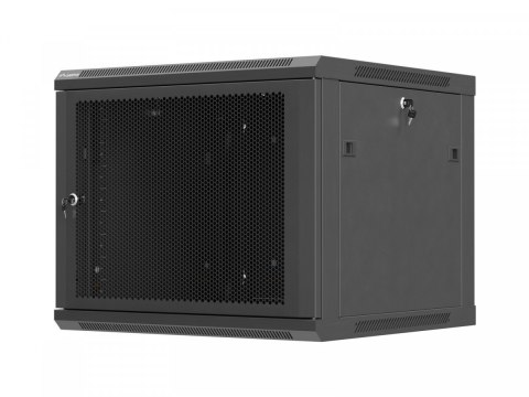 Szafa instalacyjna rack wisząca 19 cali 9U 600x600 czarna drzwi perforownae ( flat pack) Lanberg