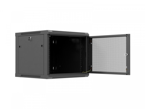 Szafa instalacyjna rack wisząca 19 cali 9U 600x600 czarna drzwi perforownae ( flat pack) Lanberg