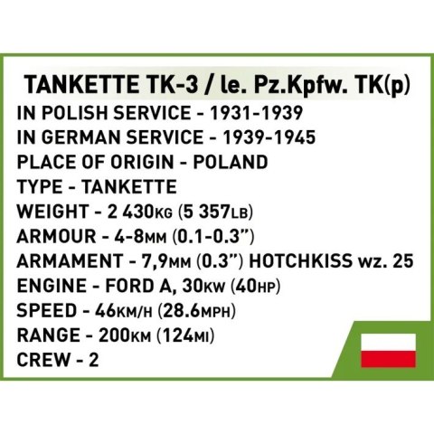 Klocki Tankietka TK-3 323 klocków Cobi Klocki
