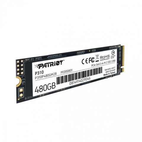 Dysk SSD P310 480GB M.2 2280 1700/1500 PCIe NVMe Gen3 x 4 Patriot