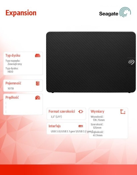 Dysk zewnętrzny Expansion 10TB 3,5 STKP10000400 czarny Seagate