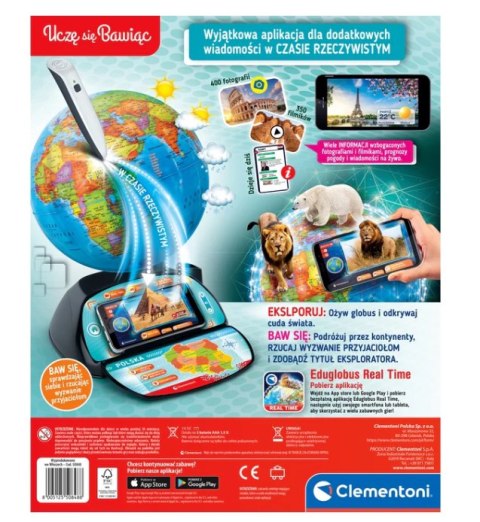 Interaktywny Globus Eduglobus Uczę się Bawiąc Język Polski Clementoni 50848 Clementoni