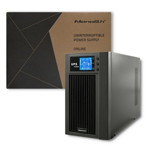 Zasilacz awaryjny UPS, on-line, czysta fala sinusoidalna, 3KVA, 2.4W, LCD, USB Qoltec