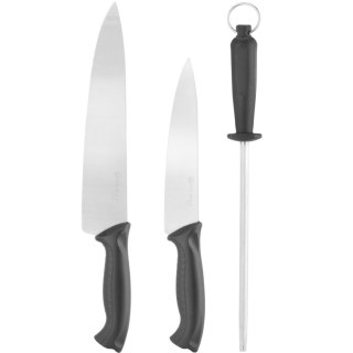 Zestaw noży szefa kuchni 18 cm i 24 cm z ostrzałką Hendi