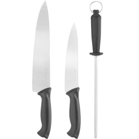 Zestaw noży szefa kuchni 18 cm i 24 cm z ostrzałką Hendi