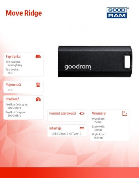 Dysk zewnętrzny SSD Move Ridge 2TB 2000/2000MB/s GOODRAM