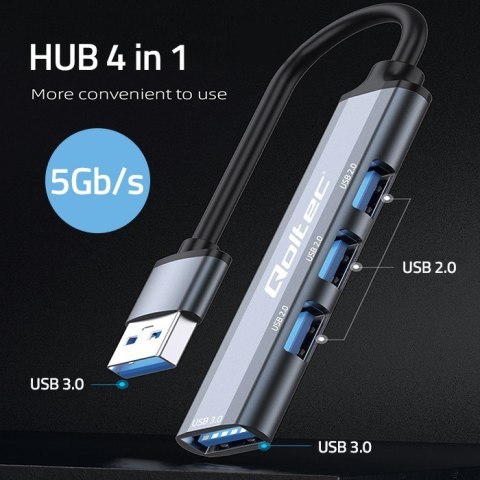 HUB adapter USB 3.0 4w1 | USB 3.0 | 3x USB 2.0 Qoltec