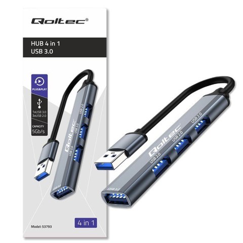 HUB adapter USB 3.0 4w1 | USB 3.0 | 3x USB 2.0 Qoltec