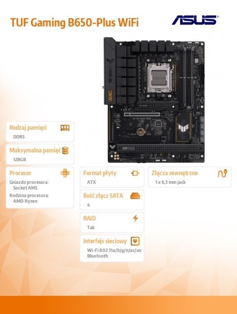Płyta główna TUF GAMING B650-PLUS WIFI AM5 4DDR5 ATX Asus