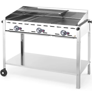 Grill gazowy "Green Fire" 3 palniki 17,4kW z osłoną i półką - Hendi 149591 Hendi