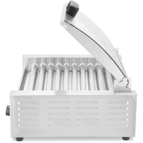 Podgrzewacz grill rolkowy do parówek hot-dogów dwustrefowy z pokrywą 11 rolek 45 cm 980 W Hendi