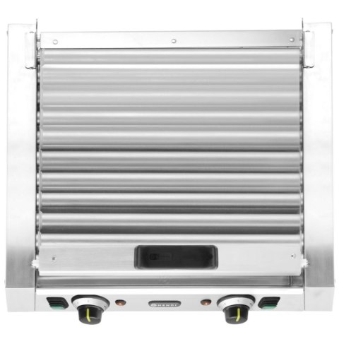 Podgrzewacz grill rolkowy do parówek hot-dogów dwustrefowy z pokrywą 11 rolek 45 cm 980 W Hendi
