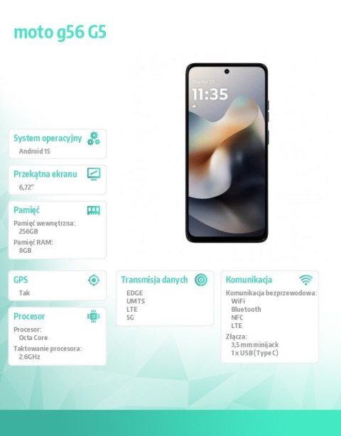 Smartfon Moto g56 G5 8GB/256GB, Black Oyster B2B Motorola