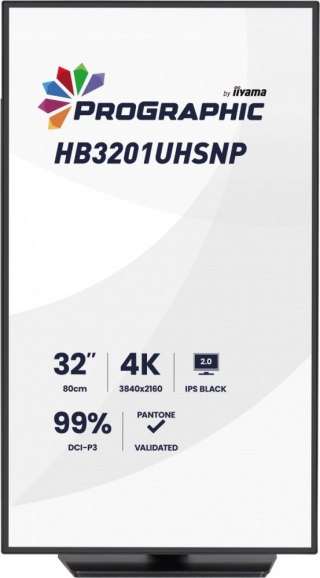 Monitor 31.5 cala ProGraphic HB3201UHSNP-B1 4K,IPS BLACK 2.0,450cd,VESA USB-c dock(PD:96W),HDMI,DP,DAISY/CHAIN,4xUSB,RJ45,3000:1 IIYAMA