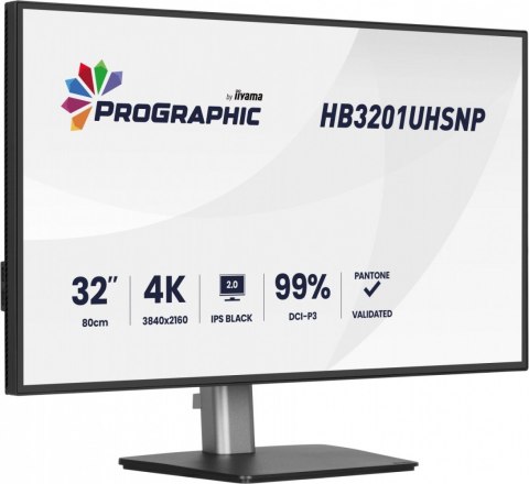 Monitor 31.5 cala ProGraphic HB3201UHSNP-B1 4K,IPS BLACK 2.0,450cd,VESA USB-c dock(PD:96W),HDMI,DP,DAISY/CHAIN,4xUSB,RJ45,3000:1 IIYAMA