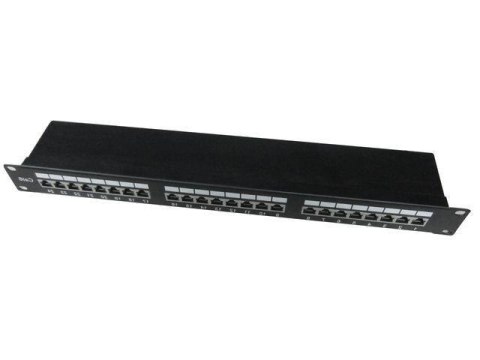 Patch Panel 24 Porty 1U 19'' Kat.6 ekran z funkcją organizacji kabli czarny Gembird