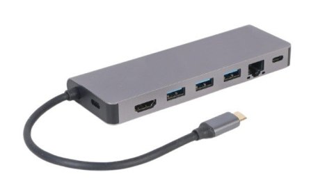 Hub USB-C do HDMI 1xUSB-C GbE 2xUSB-A Card PD Gembird