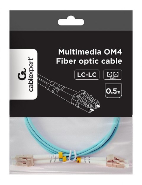 Kabel światłowodowy wielomodowy duplex OM4 50/125, LC/LC, 0.5m Gembird