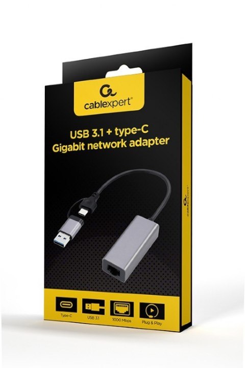 Karta sieciowa USB 3.1 USB-A/USB-C Gigabit Gembird