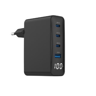 Ładowarka uniwersalna 100W GaN 1xUSB-A 3xUSB-C szybkie ładowanie LCD czarna Gembird