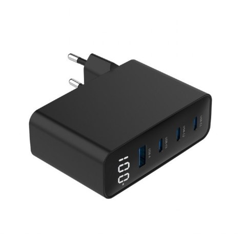 Ładowarka uniwersalna 100W GaN 1xUSB-A 3xUSB-C szybkie ładowanie LCD czarna Gembird