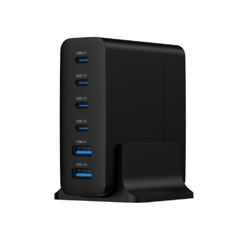 Ładowarka uniwersalna 75W GaN 2xUSB-A 4xUSB-C szybkie ładowanie czarna Gembird