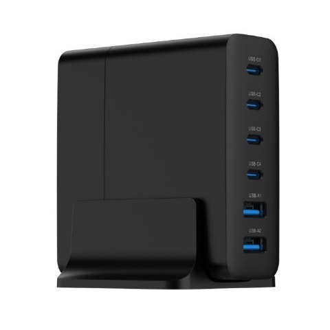 Ładowarka uniwersalna 75W GaN 2xUSB-A 4xUSB-C szybkie ładowanie czarna Gembird